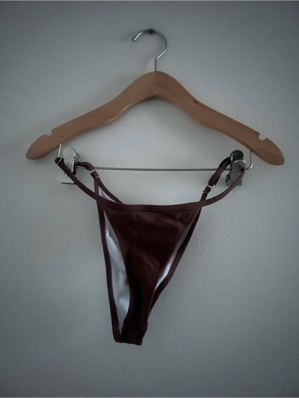 Minimal Tiny Brown Adjustable Bikini Bottom Sz S